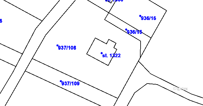 Parcela st. 1322 v KÚ Hejnice, Katastrální mapa