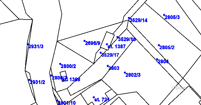 Parcela st. 3529/17 v KÚ Hejnice, Katastrální mapa
