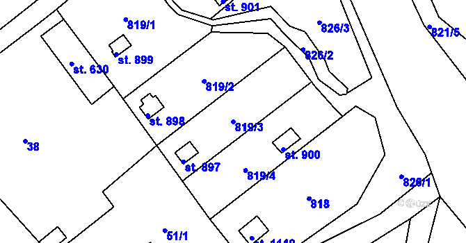 Parcela st. 819/3 v KÚ Hejnice, Katastrální mapa