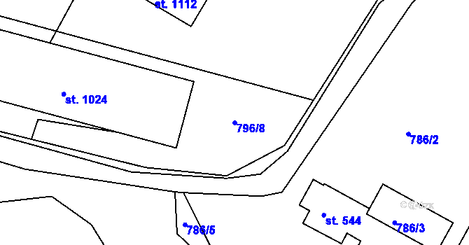 Parcela st. 796/8 v KÚ Hejnice, Katastrální mapa