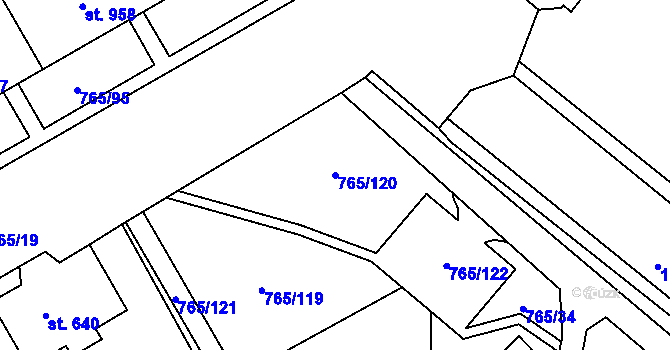 Parcela st. 765/120 v KÚ Hejnice, Katastrální mapa