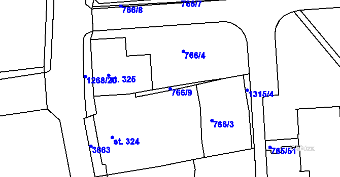 Parcela st. 766/9 v KÚ Hejnice, Katastrální mapa
