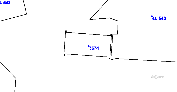 Parcela st. 3674 v KÚ Hejnice, Katastrální mapa