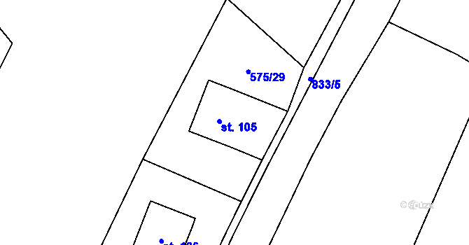 Parcela st. 105 v KÚ Hejnice u Žamberka, Katastrální mapa