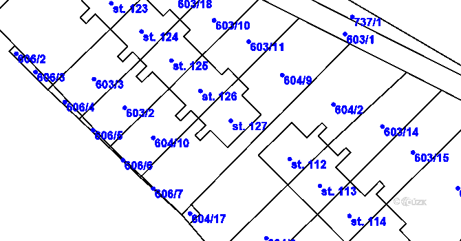 Parcela st. 127 v KÚ Hejnice u Žamberka, Katastrální mapa