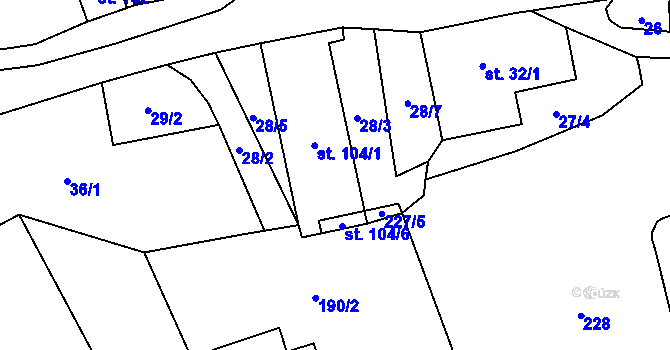 Parcela st. 28/2 v KÚ Hejnice u Žamberka, Katastrální mapa
