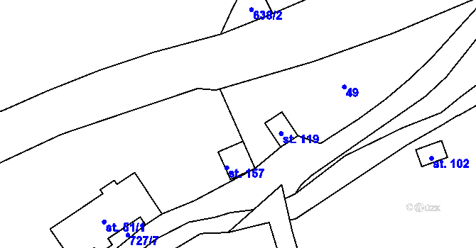 Parcela st. 51/2 v KÚ Hejnice u Žamberka, Katastrální mapa
