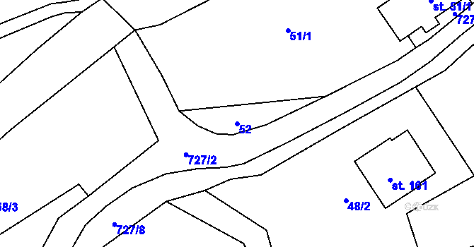 Parcela st. 52 v KÚ Hejnice u Žamberka, Katastrální mapa