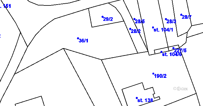 Parcela st. 190/3 v KÚ Hejnice u Žamberka, Katastrální mapa