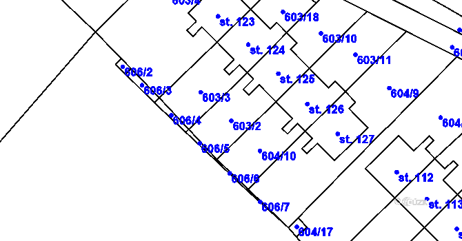 Parcela st. 603/2 v KÚ Hejnice u Žamberka, Katastrální mapa