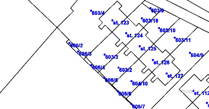Parcela st. 603/3 v KÚ Hejnice u Žamberka, Katastrální mapa
