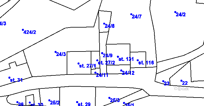 Parcela st. 24/9 v KÚ Hejnice u Žamberka, Katastrální mapa