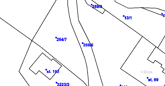 Parcela st. 259/6 v KÚ Hejnice u Žamberka, Katastrální mapa