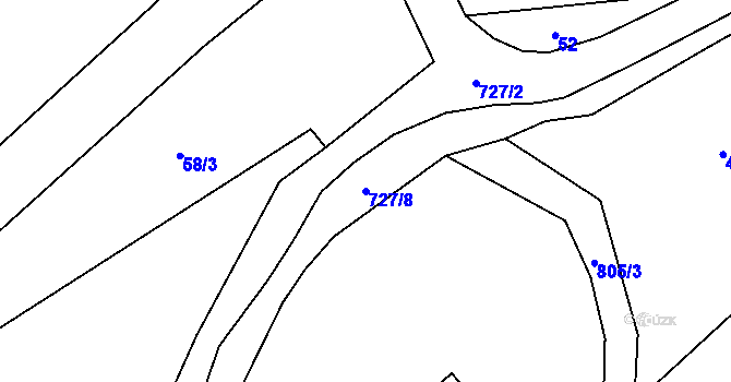 Parcela st. 727/8 v KÚ Hejnice u Žamberka, Katastrální mapa