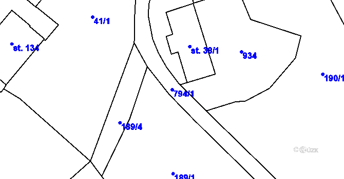 Parcela st. 794/1 v KÚ Hejnice u Žamberka, Katastrální mapa