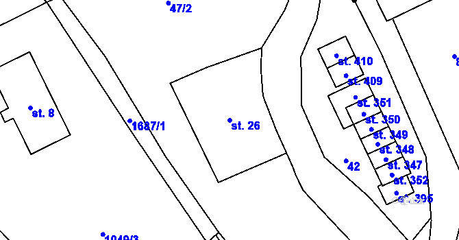 Parcela st. 26 v KÚ Hejtmánkovice, Katastrální mapa