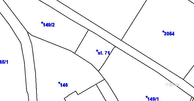 Parcela st. 71 v KÚ Hejtmánkovice, Katastrální mapa