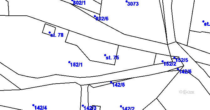 Parcela st. 75 v KÚ Hejtmánkovice, Katastrální mapa