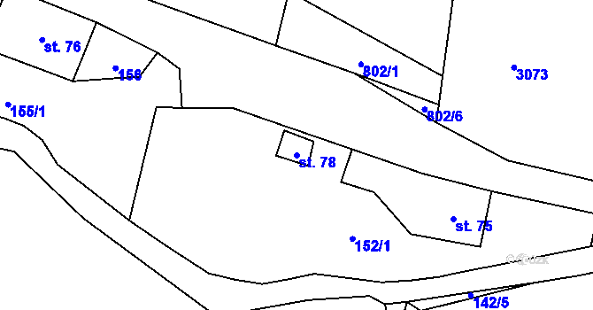 Parcela st. 78 v KÚ Hejtmánkovice, Katastrální mapa