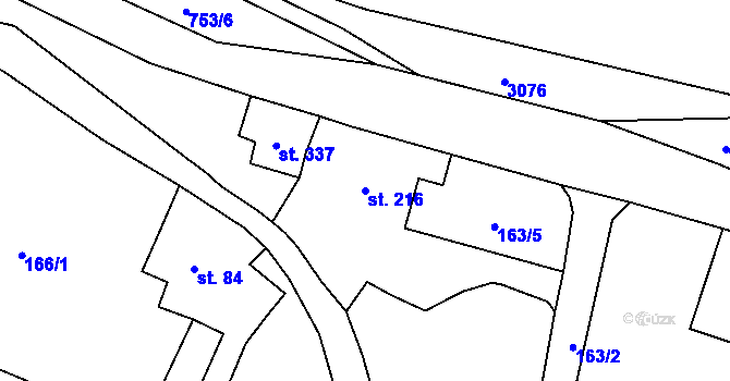Parcela st. 216 v KÚ Hejtmánkovice, Katastrální mapa