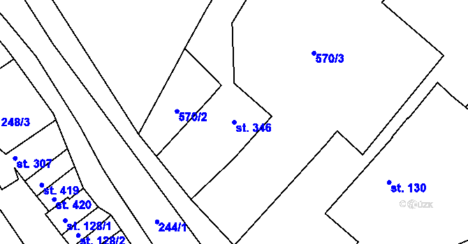 Parcela st. 346 v KÚ Hejtmánkovice, Katastrální mapa