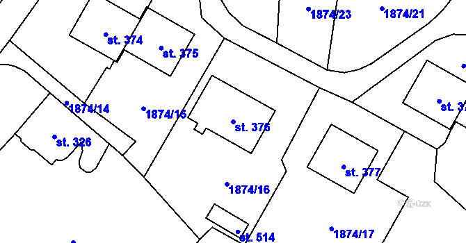 Parcela st. 376 v KÚ Hejtmánkovice, Katastrální mapa