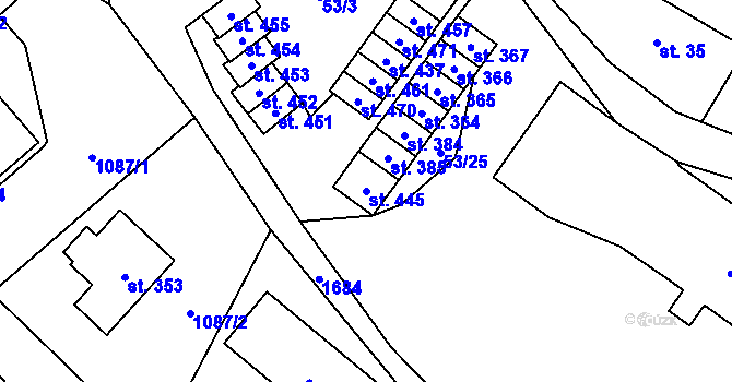 Parcela st. 445 v KÚ Hejtmánkovice, Katastrální mapa