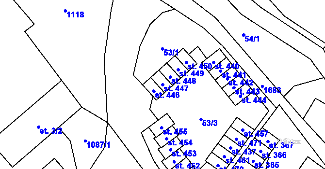 Parcela st. 447 v KÚ Hejtmánkovice, Katastrální mapa