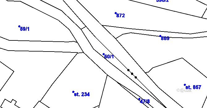 Parcela st. 60/1 v KÚ Hejtmánkovice, Katastrální mapa