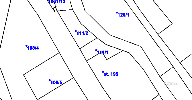 Parcela st. 111/1 v KÚ Hejtmánkovice, Katastrální mapa