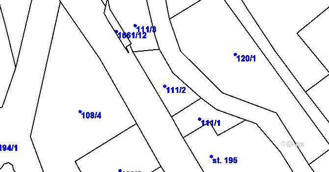 Parcela st. 111/2 v KÚ Hejtmánkovice, Katastrální mapa