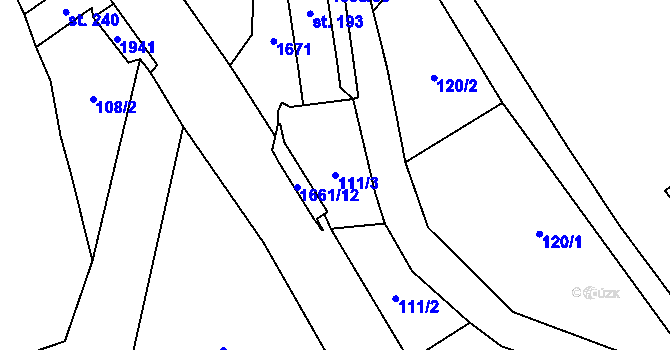 Parcela st. 111/3 v KÚ Hejtmánkovice, Katastrální mapa