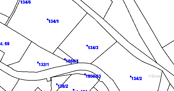 Parcela st. 134/3 v KÚ Hejtmánkovice, Katastrální mapa