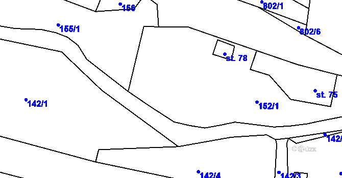 Parcela st. 154 v KÚ Hejtmánkovice, Katastrální mapa