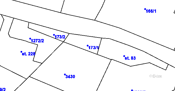 Parcela st. 173/1 v KÚ Hejtmánkovice, Katastrální mapa