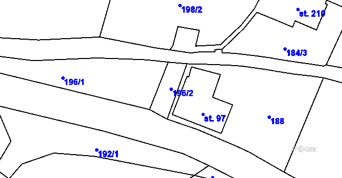 Parcela st. 196/2 v KÚ Hejtmánkovice, Katastrální mapa