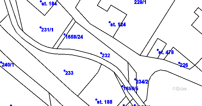 Parcela st. 232 v KÚ Hejtmánkovice, Katastrální mapa