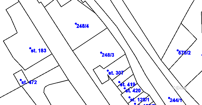 Parcela st. 248/3 v KÚ Hejtmánkovice, Katastrální mapa
