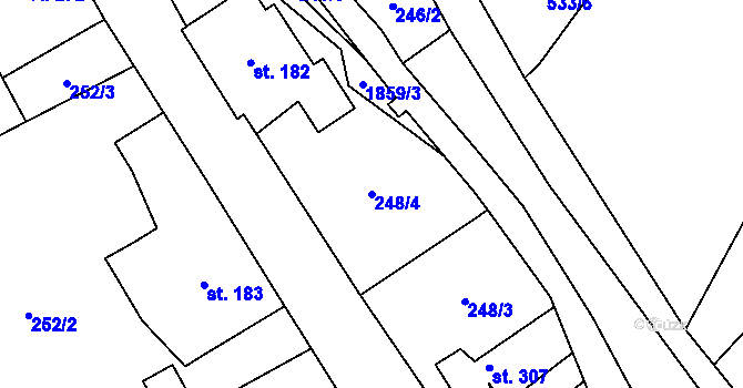 Parcela st. 248/4 v KÚ Hejtmánkovice, Katastrální mapa