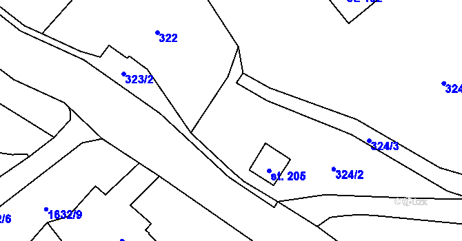 Parcela st. 323/1 v KÚ Hejtmánkovice, Katastrální mapa