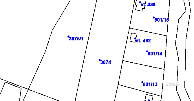 Parcela st. 801/4 v KÚ Hejtmánkovice, Katastrální mapa