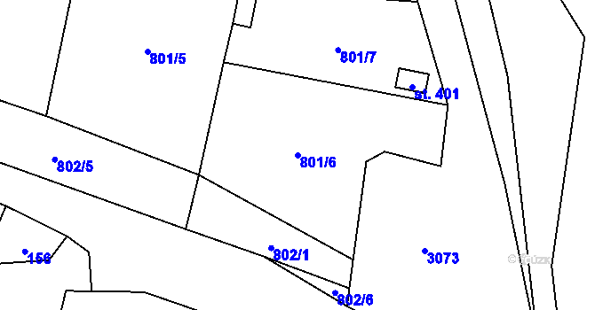 Parcela st. 801/6 v KÚ Hejtmánkovice, Katastrální mapa