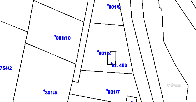 Parcela st. 801/8 v KÚ Hejtmánkovice, Katastrální mapa