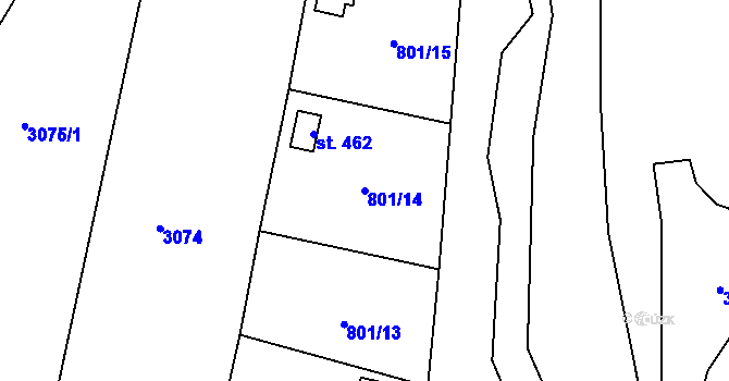 Parcela st. 801/14 v KÚ Hejtmánkovice, Katastrální mapa