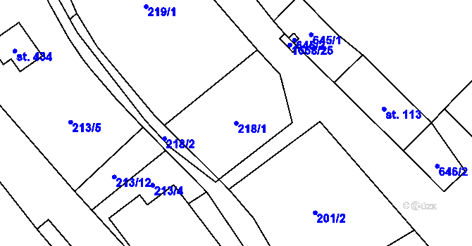 Parcela st. 218/1 v KÚ Hejtmánkovice, Katastrální mapa