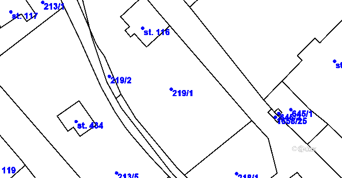 Parcela st. 219/1 v KÚ Hejtmánkovice, Katastrální mapa