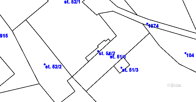 Parcela st. 51/2 v KÚ Hejtmánkovice, Katastrální mapa