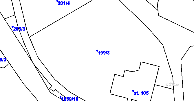 Parcela st. 199/3 v KÚ Hejtmánkovice, Katastrální mapa