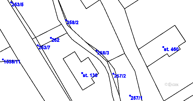 Parcela st. 258/3 v KÚ Hejtmánkovice, Katastrální mapa