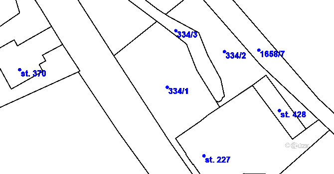 Parcela st. 334/1 v KÚ Hejtmánkovice, Katastrální mapa